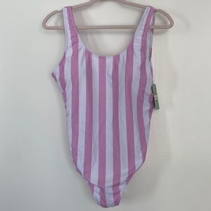 Pink & White Stripe One Piece Bathing Suit